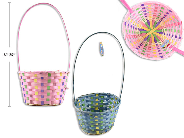 Easter Rainbow Round Bamboo Basket