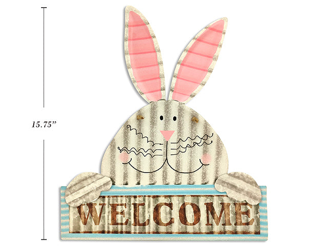 Easter Washboard Bunny Hanging Welcome Plaque