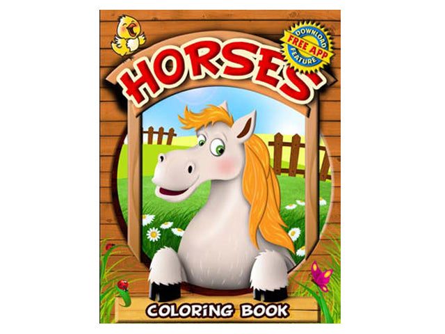 96 Pages,  8In X 10.5In Horses Coloring Book,  Free App Offer,  Bulk