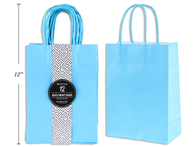 Small Kraft Gift Light Blue Bag 15X21X8Cm 12Pc/Pkg