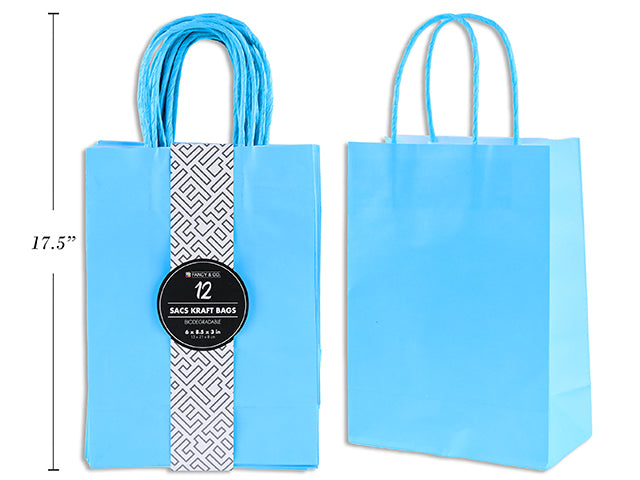 Large Kraft Gift Light Blue Bag 25x33x12cm 12pc