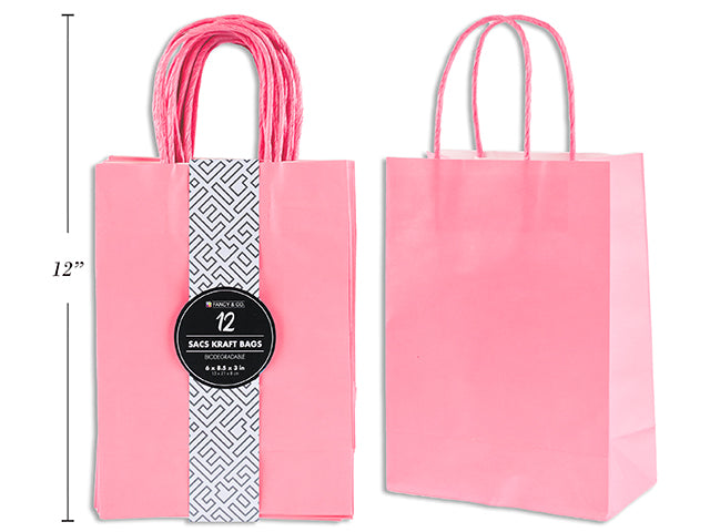 Small Kraft Gift Light Pink Bag 15x21x8cm 12pc/pkg