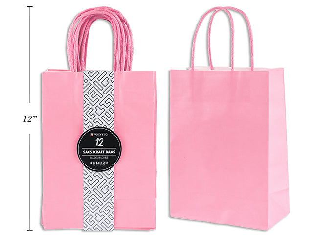 Medium Kraft Gift Light Pink Bag 21X27X11Cm 12Pc