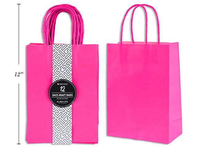 Small Kraft Gift Magenta Bag 15X21X8Cm 12Pc/Pkg