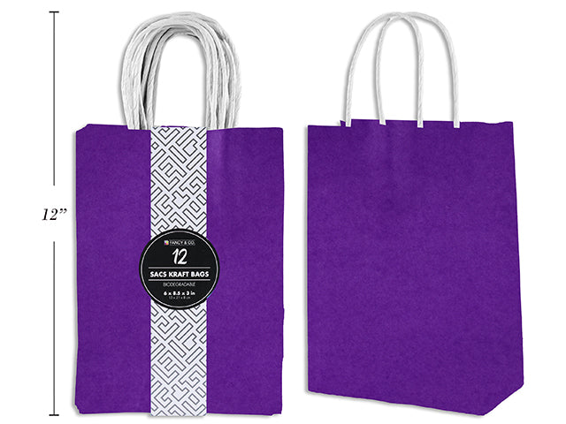 Small Purple Kraft Gift Purple Bag 15X21X8Cm 12Pc