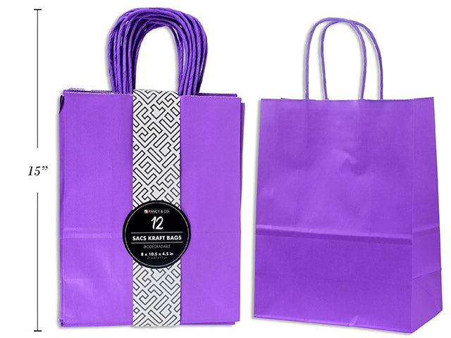 Medium Kraft Gift Purple Bag 21X27X11Cm 12Pc/Pkg