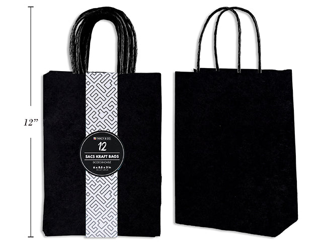 Small Kraft Gift Black Bag 15X21X8Cm 12Pc/Pkg