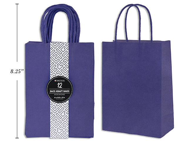 Small Kraft Gift Navy Blue Bag15X21X8Cm 12Pc/Pkg