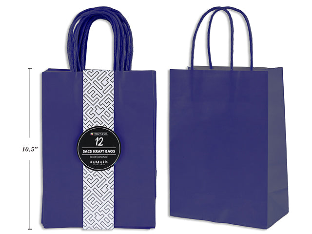 Medium Kraft Gift Navy Blue Bag 21X27X11Cm 12Pc/Pkg