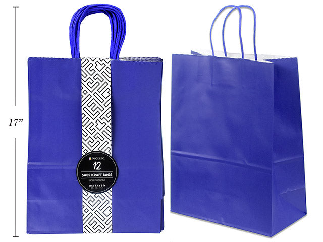 Large Kraft Gift Navy Blue Bag 25X33X12 12Pc/Pkg