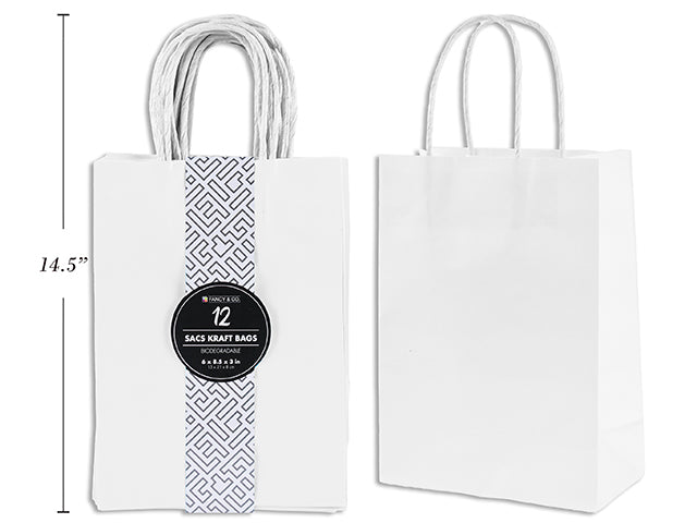 Medium Kraft Gift White Bag 21X27X11Cm 12Pc/Pkg