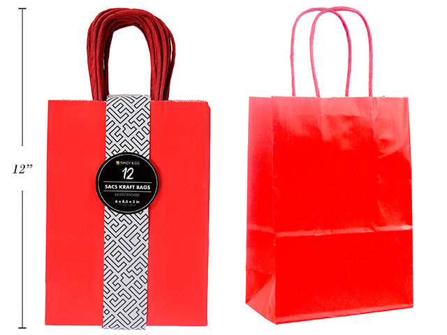 Small Kraft Gift Red Bag 15X21X8Cm 12Pc/Pkg