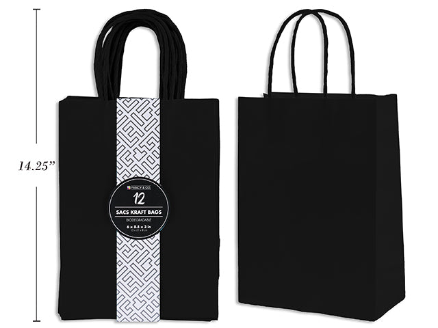 Medium Kraft Gift Black Bag 21X27X11Cm 12Pc/Pkg