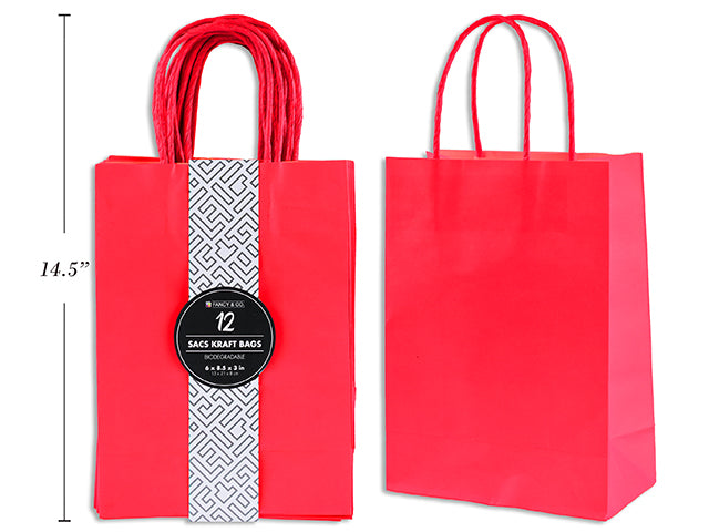 Medium Kraft Gift Red Bag 21X27X11Cm 12Pc/Pkg