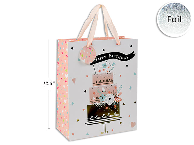 Cake Stand Gift Bag L 10.25x12.5x4.75" 210gsm Foil