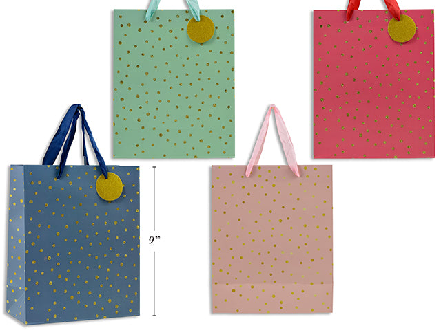 Polka Dots Gift Bags Small 18x23x10cm 4 asst 210 gsm