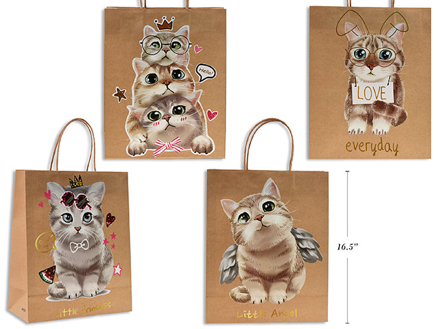 Cats Design Gift Bags L 32X42X11Cm 4 Asst 150 Gsm