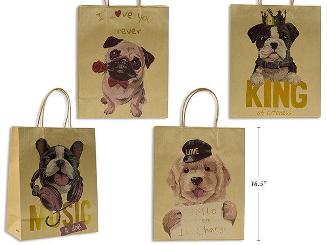 Dogs Series Gift Bags L 32X42X11Cm 4 Asst 130 Gsm