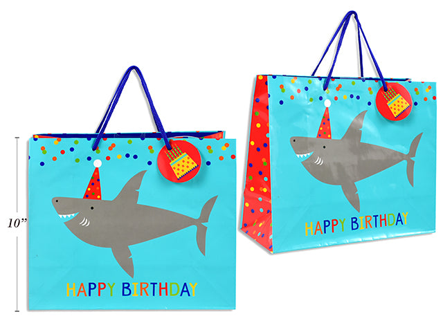 Happy Birthday Shark Design Bag 10 X 12 X 5" 140G (25.4 X 30.5X 12.7Cm)