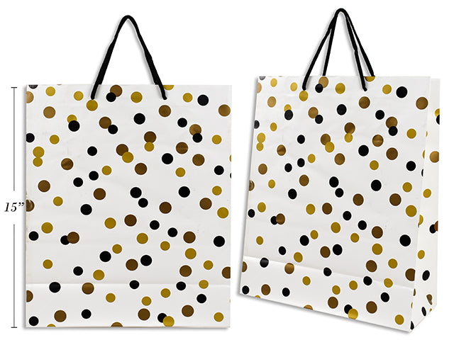 Celebration Metallic Polka Dots Gift Bag 15X12X5" 140Gsm (38X30.5X12.7Cm)