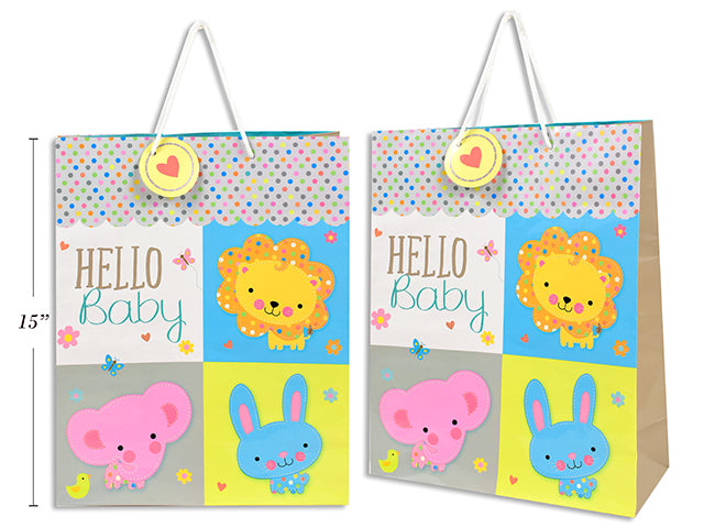 Hello Baby Gift Bag 15X12X5" 140Gsm (38X30.5X12.7Cm)