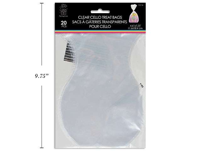 Clear Cello Treat Bags W/Twist Ties 4.6X7.25" 20Pc/Pkg - 30 Microns ( 11.6X18.4Cm )