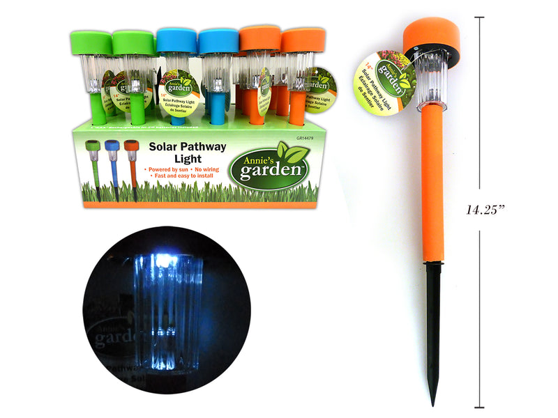 14.25in Solar Coloured Pathway Stake in Display. w/1-LED. 3 Asst. Colors.