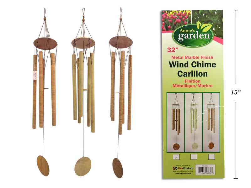 32In Metal Marble Finish Windchime. 3 Asst.Styles. White Box W-Label.