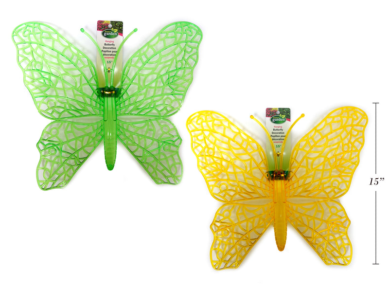 15In Hanging Butterfly Decoration. 13.25In(H). 2 Asst.Colours. T.O.C.