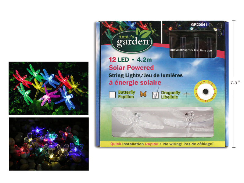 12-Led Solar Butterfly - Dragonfly Stringlights. Try-Me Colour Window Box.