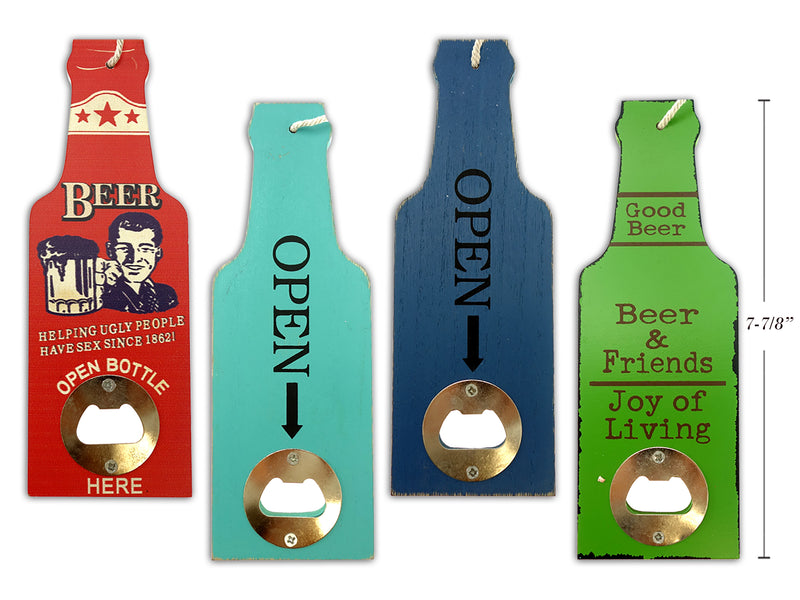 7-7-8in x 2-3-4in MDF Country Hanging Bottle Opener Saying Plaque. 4 Styles.