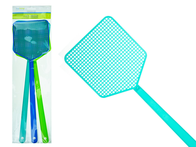 3pk 16.75in Fly Swatters. 3 Asst. Colours. Pbh.