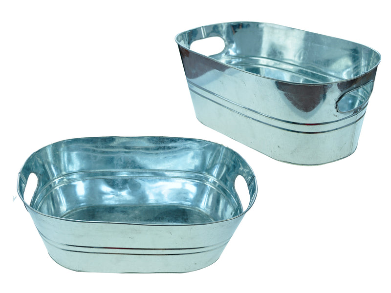 15.75in(L) x 9in(W) Galvanized Metal Oval Bucket. 5-7-8in(H).