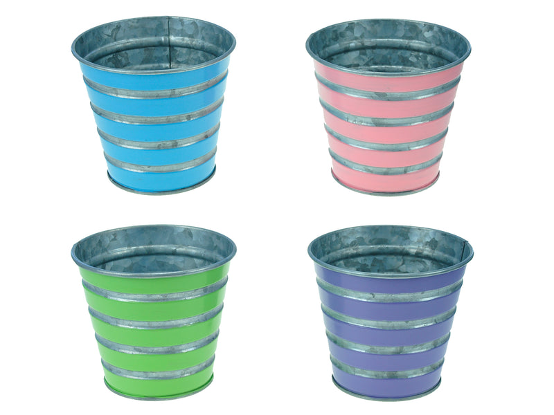 Solid Color Ribbed Galvanized Planter