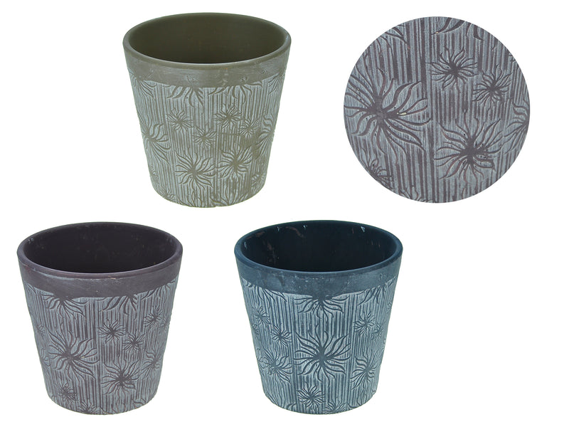 5.25In(D) Stone Washed Dandelion Planter 3 Asst.