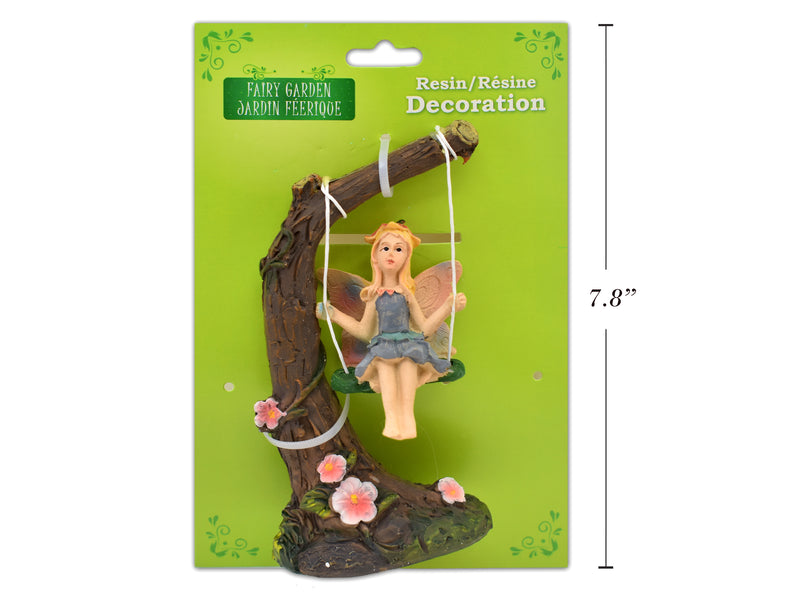 5.5in P Resin Fairy Garden Fairy on Tree Swing. t.o.c.