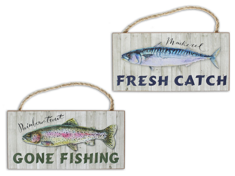 Gone Fishing MDF Plaque With Jute Hanger