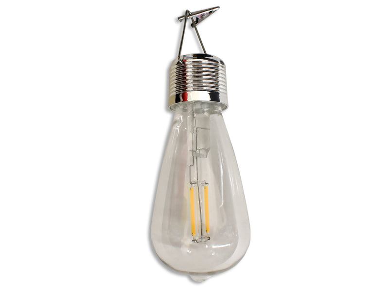 7in Tungsten Solar LED Hanging Light Bulb w/ Clip. 8 Hours Timer. Cht.