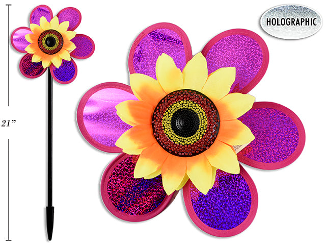 Sunflower Holographic Double Pinwheel