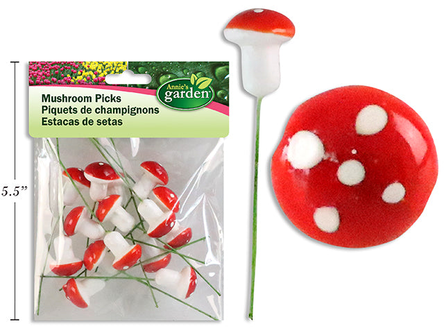 Garden Mini Foam Mushroom Picks