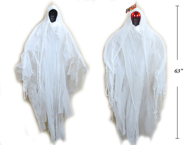 63In Hanging Faceless Ghost W-Led Red Eyes. 63In X 47.25In X 5.5In. Battery Included. Hangtag