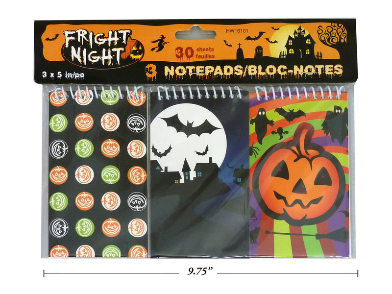 3Pk Hween 3In X 5In Note Pads. 30-Sheets-Pad. 3 Asst.Styles-Pack. Pbh