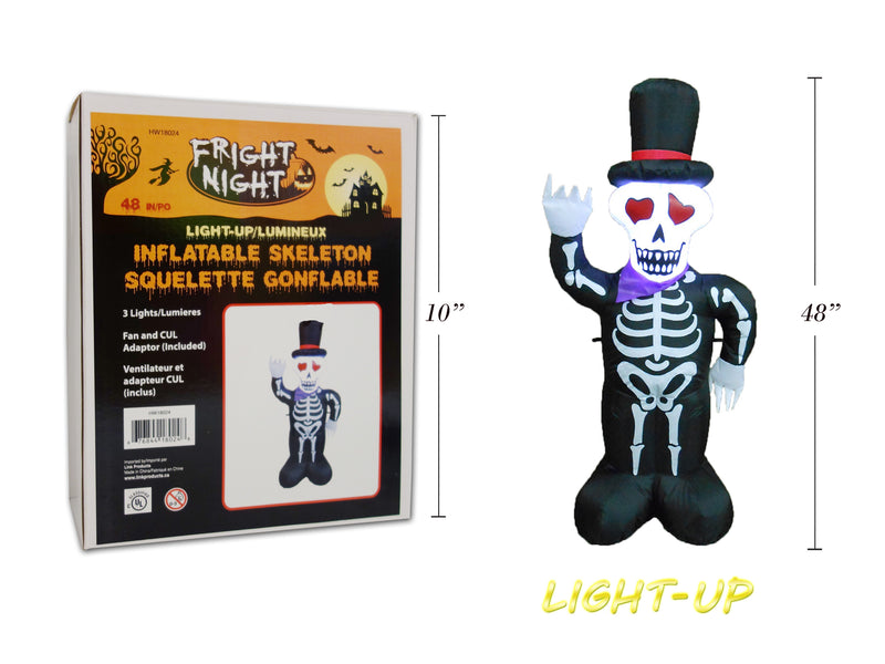 48In Light-Up 4-Led Inflatable Skeleton. Incl. FanCul Adaptor. Box W-Label.