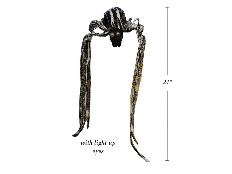 24In B-O Led Dangling Legs Hanging Spider W- Flashing Red Eyes. Hangtag.