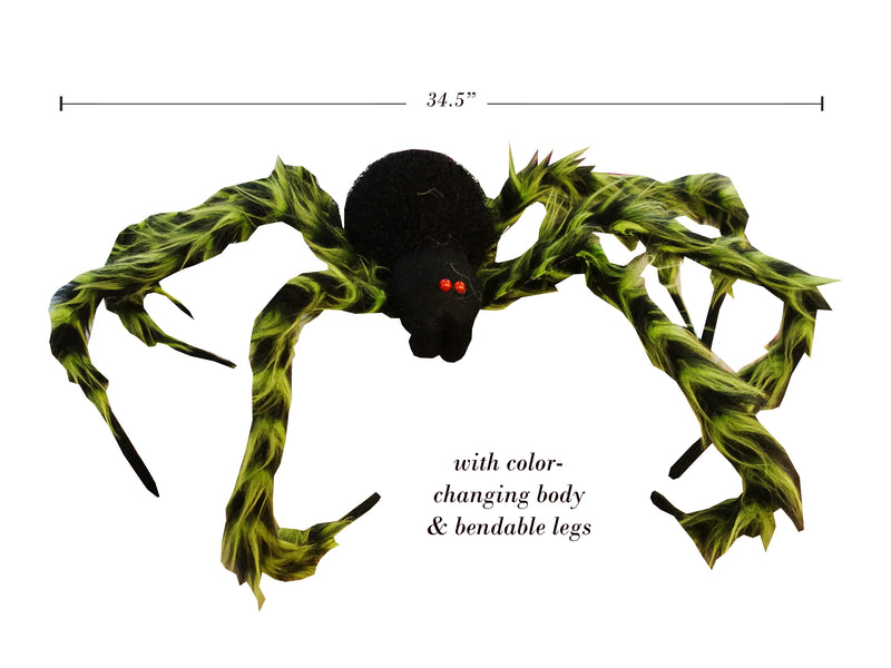 34.5In B-O Spider W-Col.Changing Body &  Velvet Bendable Legs. Hangtag.