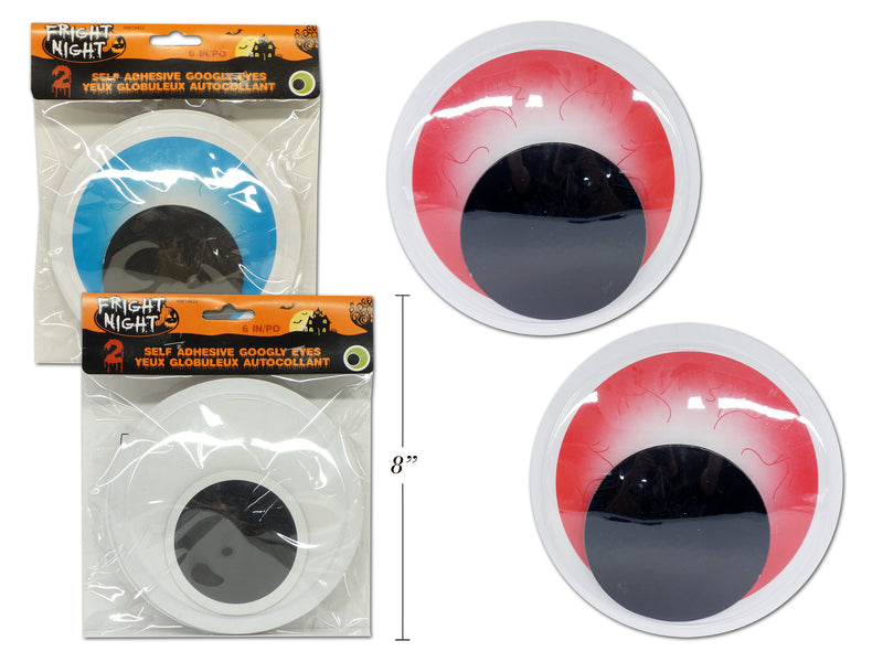 2Pk 6In Self Adhesive Googly Eyes. 3 Asst: Red - Blue - Gid. Pbh.