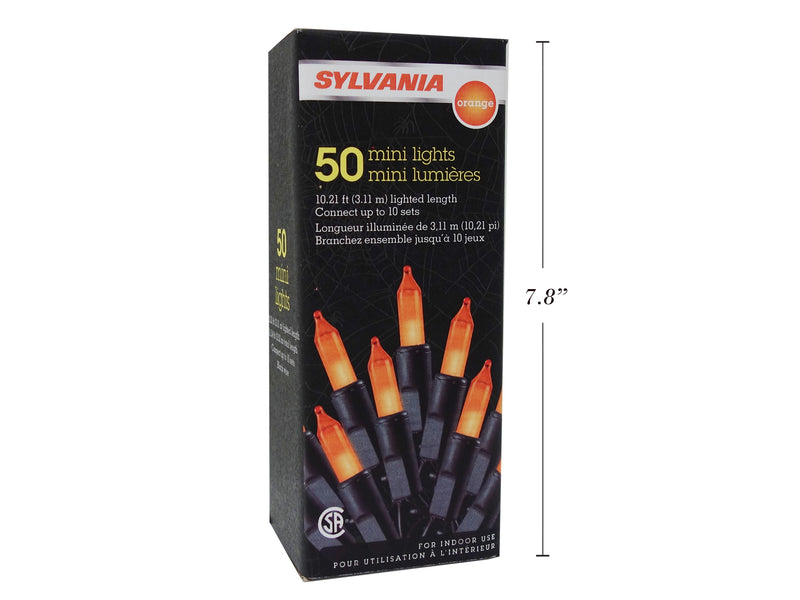 Sylvania 50 Mini Orange Incandescent Indoor Lights Black Wire 12" X 2.5" X 4" Spacing End To End  Csa