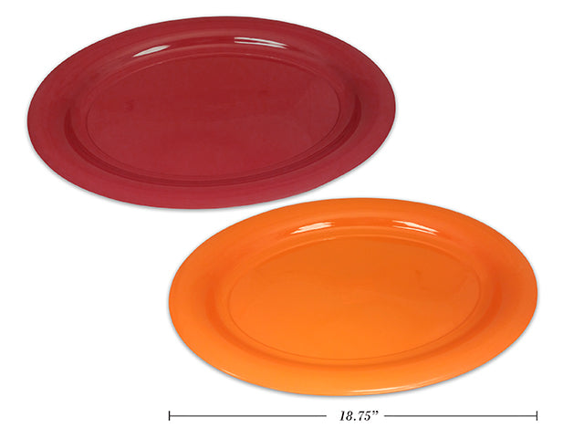 18-3/4in Oval Harvest Plastic Platter. 2 Asst.Colours: Burgundy / Oran