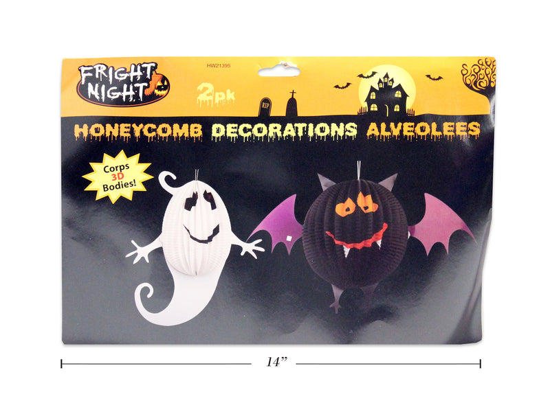 2Pk Hween Hanging Honeycomb 3D Character Decor. 2 Asst Styles To Pack. Polybag W-Insert