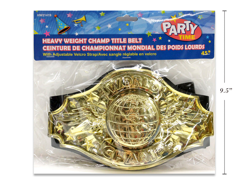 45In Heavy Weight Champ Title Belt W-Adjustable Velcro Faux Leather Strap.